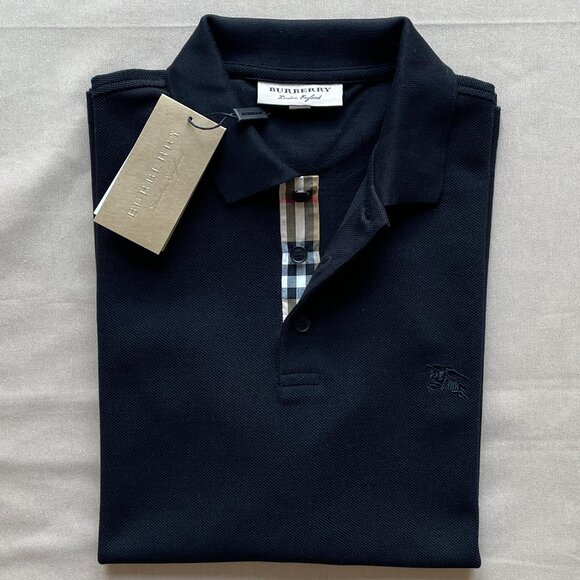 Burberry London Men's New Casual Black Color Polo Shirt Medium Size - Picture 1 of 6